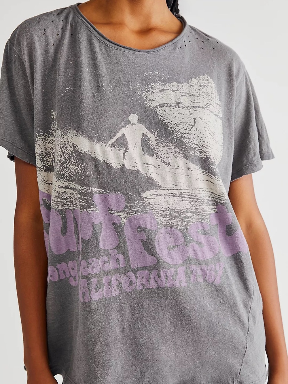 LIMITED RUN Surf Fest MAGNOLIA PEARL Graphic Tee - Gray & Lavender